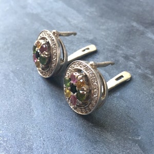 Tourmaline Earrings, Cluster Earrings, October Birthstone, Pink Tourmaline, Tourmaline, Gemstone Earrings, October Earrings, Silver Earrings image 3