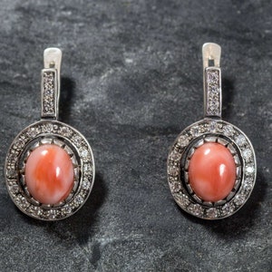 Coral Earrings, Natural Coral Earrings, March Birthstone, Pink Coral Earrings, Antique Coral Earrings, Vintage Earrings, Silver Earrings