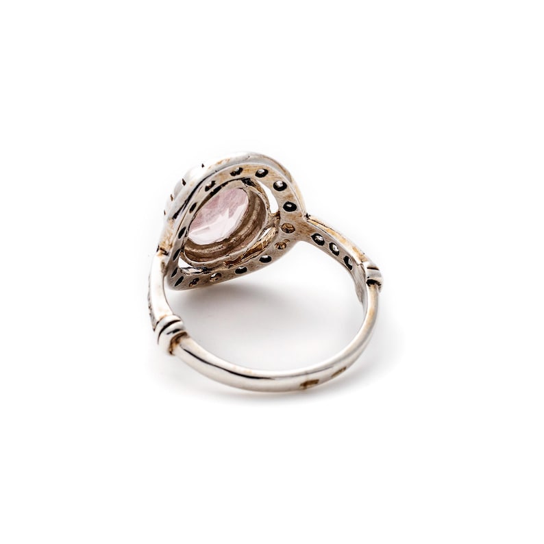 Rose Quartz Ring, Vintage Ring, Love Ring, Antique Ring, Pink Ring, Solid Silver Ring, Vintage Rings, Pure Silver, Diamond Shape, Pink Stone image 9