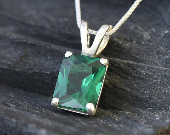 Buy Square Emerald Pendant, Green Vintage Pendant, Antique Emerald Pendant, Square  Emerald Necklace,created Emerald, 925 Sterling Silver Pendant Online in  India - Etsy