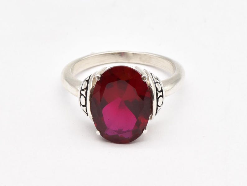 Red Ruby Ring, Created Ruby Ring, Red Tribal Ring, Large Ruby Ring, July Birthstone Ring, Ruby Statement Ring, Vintage Ring, Adina Stone image 10
