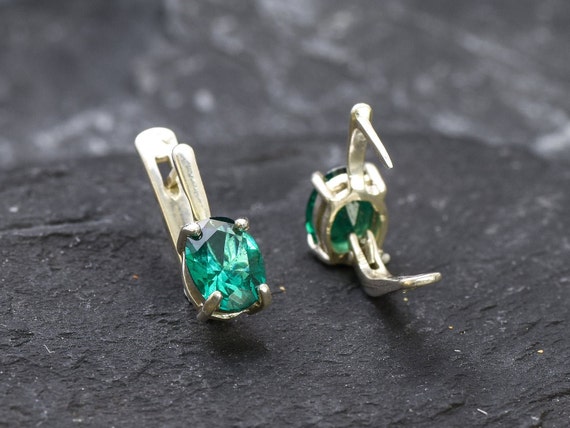 Small Emerald Earrings Created Emerald Stud Earrings Oval
