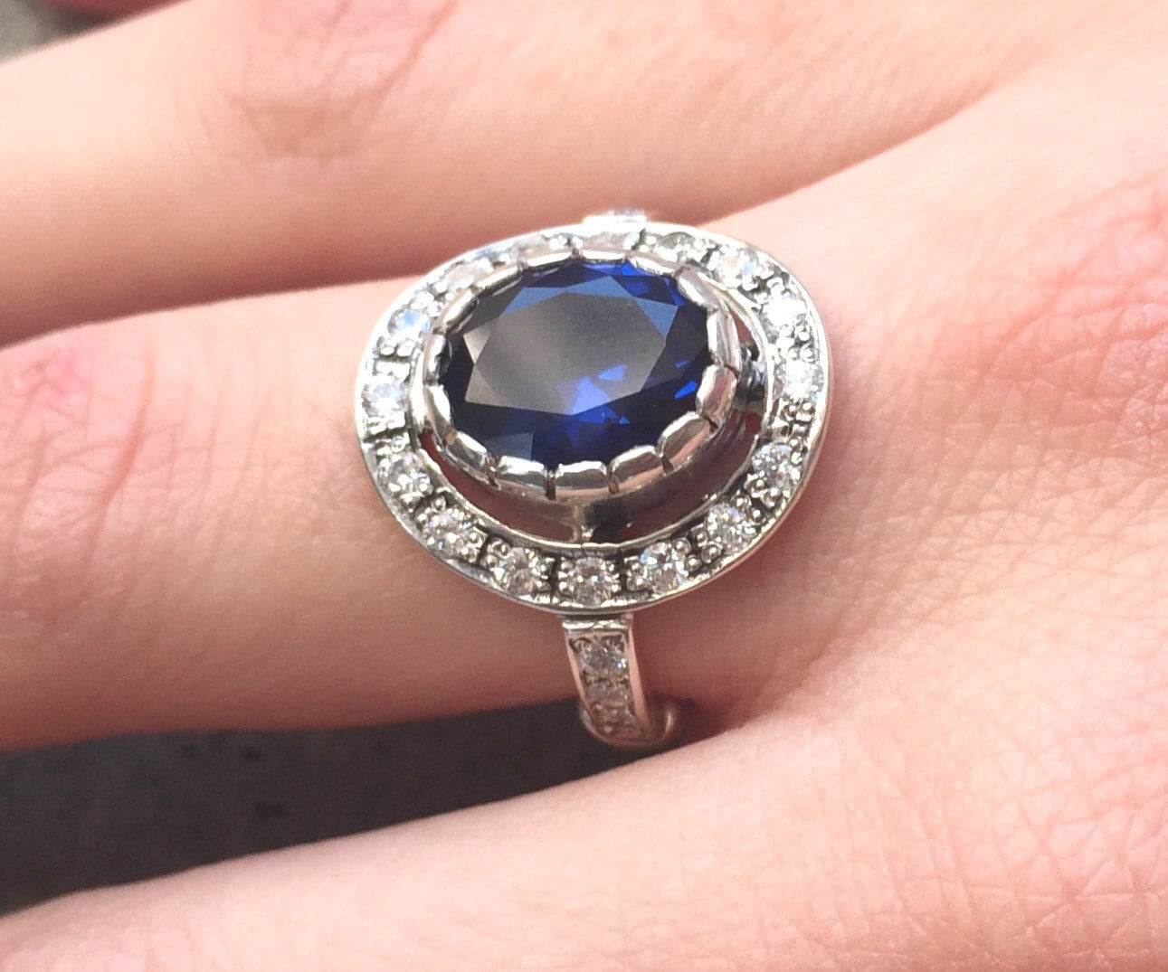 Men's Sapphire & CZ Heavy 16 X 12 SOLID.925 Sterling Silver Ring Size 8-18 Men's Sapphire & CZ Heavy 16 X 12 SOLID.925 Sterling Silver Ring Size 8-18