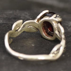 Garnet Ring, Natural Garnet, January Birthstone, Flower Ring, Vintage Ring, Red Ring, Dainty Ring, Silver Ring, 925 Solid Silver, Garnet image 10