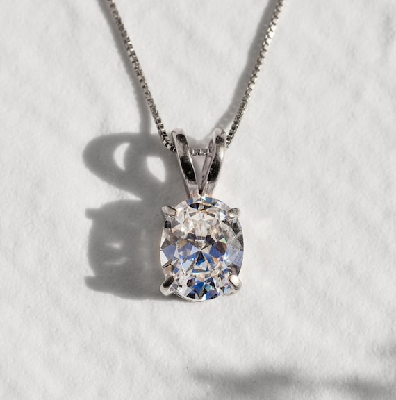 Diamond Necklace, Delicate Pendant,  CZ Diamond Pendant, Sterling Silver Diamond Necklace, Bridesmaid Necklace, Solitaire Lab Diamond Charm