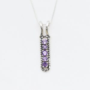 Amethyst Pendant, Natural Amethyst Pendant, February Birthstone Pendant, Amethyst Vertical Pendant, Silver Purple Pendant, Adina Stone