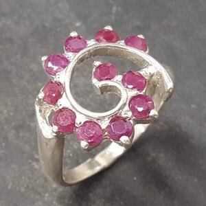 Real Ruby Ring, Ruby Ring, Natural Ruby Ring, July Birthstone, Silver Swirl Ring, Red Vintage Ring, Swirl Ring, Solid Silver Ring, Red Ring image 9