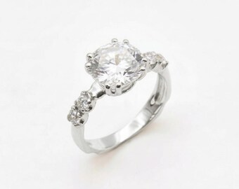 Engagement Ring, 4 Carat Diamond, Created Diamond, Proposal Ring, Promise Ring, CZ Diamonds, Big Stone Ring, Sparkly Ring, Solid Silver Ring