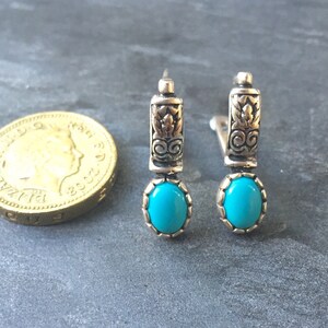Turquoise Earrings, Real Turquoise, Sleeping Beauty Turquoise, Arizona Turquoise, Natural Turquoise, Pure Silver, Solid Silver, Tribal image 8