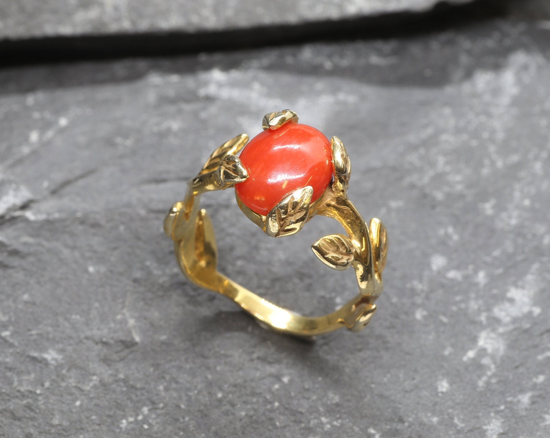Fine Quality 6 Carats Natural Coral Ring for Women - Gleam Jewels