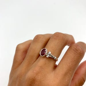 Vintage Ruby Ring, Red Ruby Ring, Created Ruby Ring, Tribal Ring, Ruby Solitaire Ring, Oval Ruby Ring, July Birthstone Ring, Adina Stone