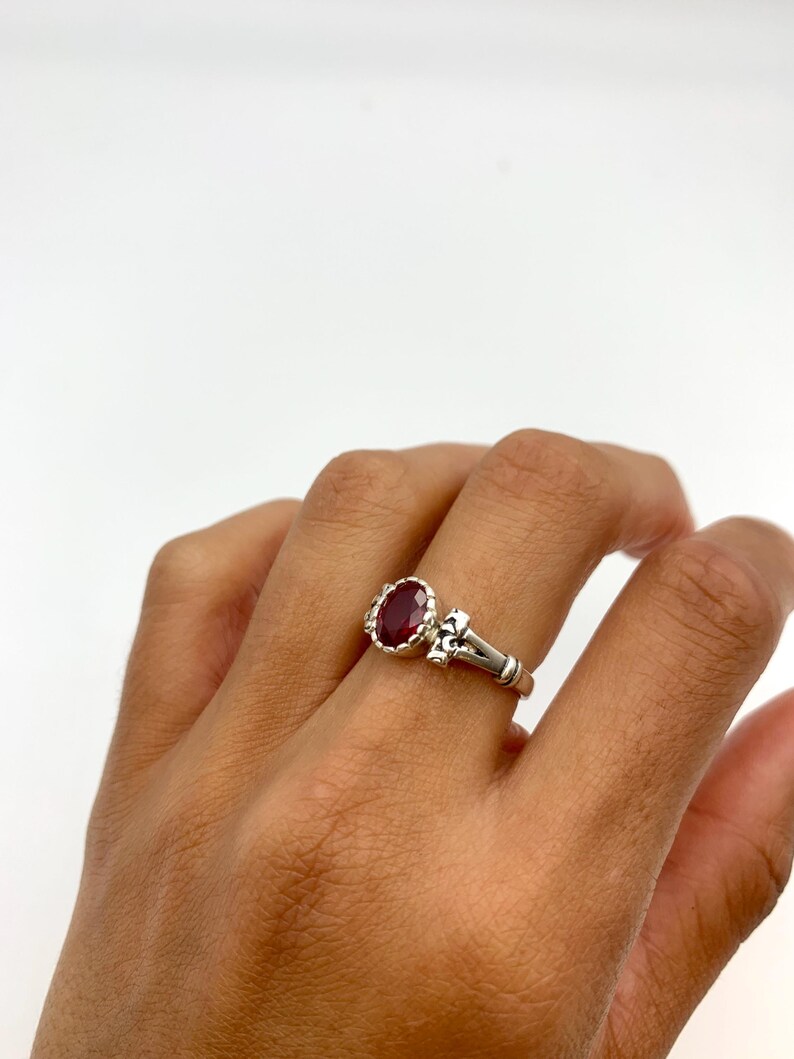 Vintage Ruby Ring, Red Ruby Ring, Created Ruby Ring, Tribal Ring, Ruby Solitaire Ring, Oval Ruby Ring, July Birthstone Ring, Adina Stone