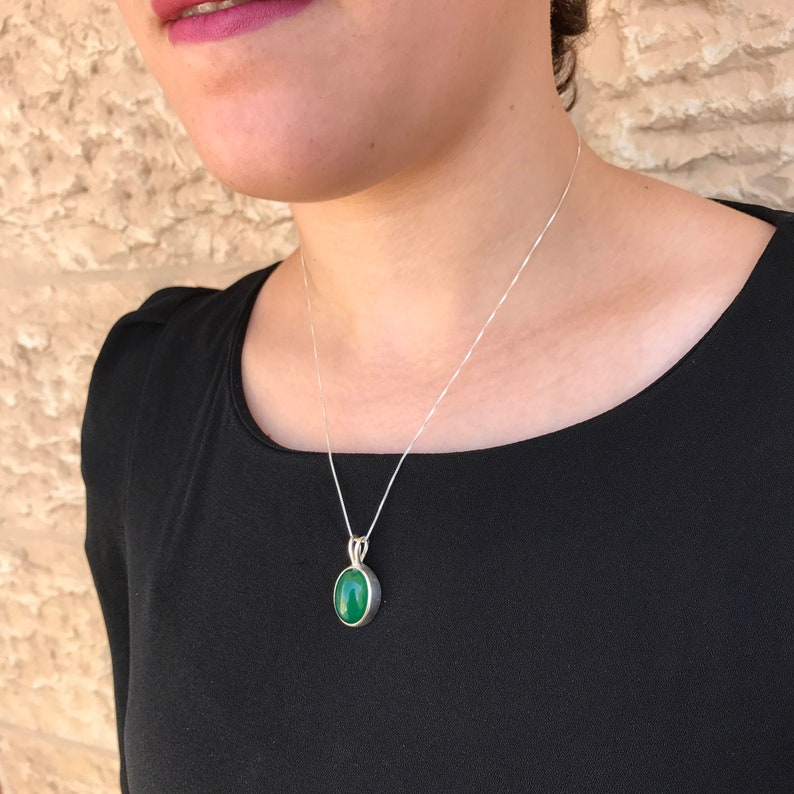 Emerald Pendant, Antique Pendant, Vintage Pendant, Green Pendant, Emerald Chain, Silver Pendant, Sterling Silver, Silver Chain, Green Chain image 9