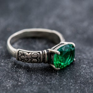 Emerald Ring, Vintage Emerald Ring, Emerald Green Ring, Created Emerald ...
