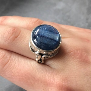 Kyanite Ring, Blue Kyanite, Natural Kyanite, Blue Kyanite Ring, Large Stone Ring, African Kyanite, Vintage Ring, Solid Silver Ring, Kyanite image 9