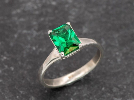 Emerald Ring 3.40ct Yellow Gold SUNRISE RECTANGLE 99928958011