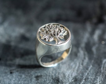 Tree Ring, Tree of Life Ring, Round Silver Ring, Statement Ring, Unique Silver Ring, Family Ring, Sterling Silver Ring, Tree of Life