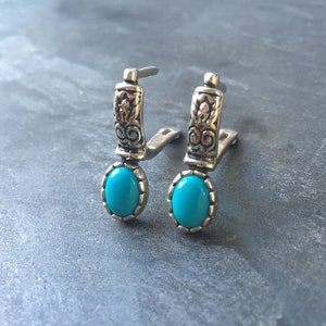 Turquoise Earrings, Real Turquoise, Sleeping Beauty Turquoise, Arizona Turquoise, Natural Turquoise, Pure Silver, Solid Silver, Tribal image 7