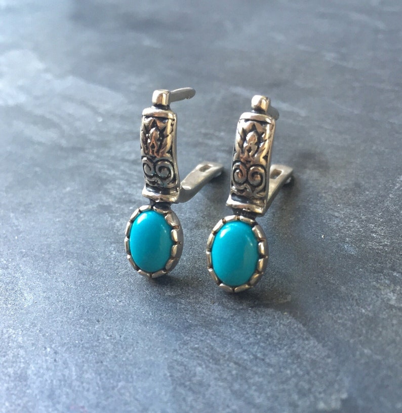 Turquoise Earrings, Real Turquoise, Sleeping Beauty Turquoise, Arizona Turquoise, Natural Turquoise, Pure Silver, Solid Silver, Tribal image 7