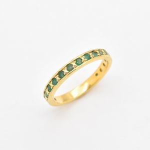 Gold Emerald Eternity Band Natural Emerald Stacking Ring Delicate May Birthstone Jewelry Gift