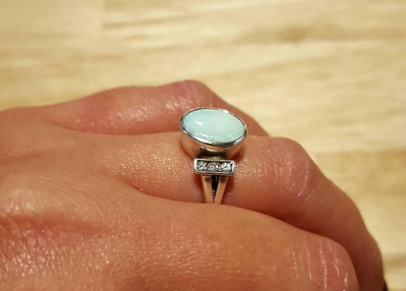 Opal Ring, Natural Opal, Vintage Rings, Fire Opal Ring, October Birthstone, Genuine Opal, White Ring, Promise Ring, Sterling Silver Ring image 9