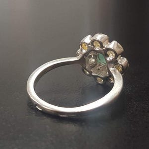 Flower Ring, Natural Emerald Ring, Natural Opal Ring, Vintage Flower Ring, October Birthstone, May Birthstone, Daisy Ring, 925 Silver Ring image 10