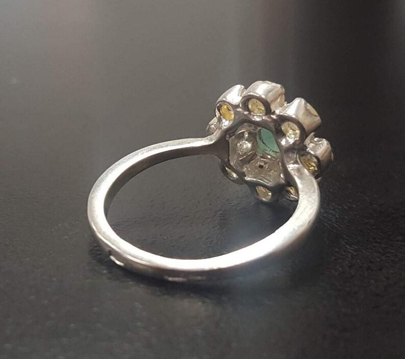 Flower Ring, Natural Emerald Ring, Natural Opal Ring, Vintage Flower Ring, October Birthstone, May Birthstone, Daisy Ring, 925 Silver Ring image 10