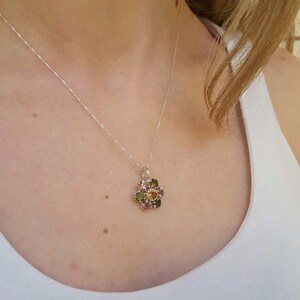 Tourmaline Pendant, Natural Tourmaline, October Pendant, Flower Pendant, Multicolor Pendant, October Birthstone, Flower Vintage Pendant
