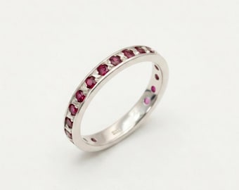 Ruby Band, Stacking Modern Ring, Wedding Band, Created Ruby Ring, Eternity Band, Silver Ring, Stackable Ring, Ruby Ring, Band, Gift Ideas