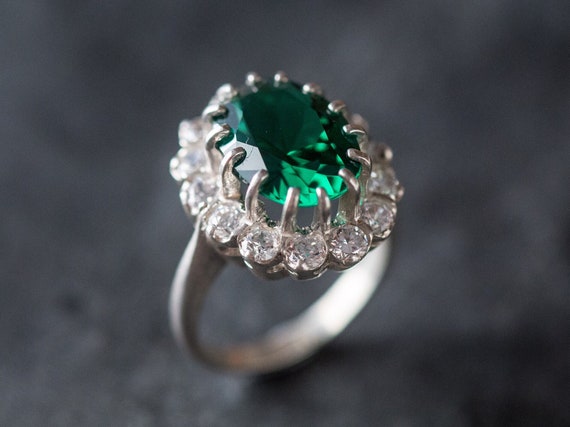 950 Platinum 6 Carat Lab Created Certified Sapphire Diamond Princess Diana  Ring | eBay