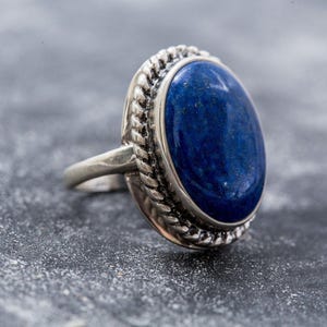 Large Lapis Ring, Lapis Lazuli Ring, Natural Lapis Lazuli, Blue Ring, Victorian Ring, Solid Silver Ring, December Birthstone, Lapis Lazuli image 9