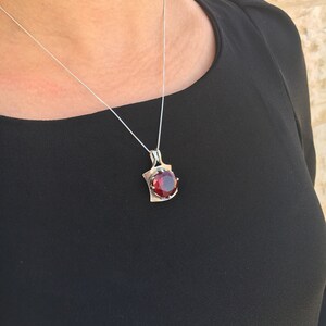 Ruby Pendant, Created Ruby Pendant, Statement Pendant, Red Ruby Pendant, Solid Silver Pendant, Red Pendant, Large Ruby Pendant, Created Ruby image 10