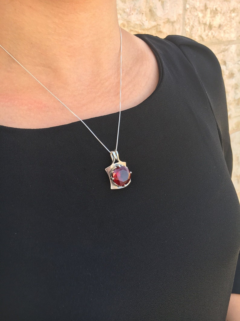 Ruby Pendant, Created Ruby Pendant, Statement Pendant, Red Ruby Pendant, Solid Silver Pendant, Red Pendant, Large Ruby Pendant, Created Ruby image 10