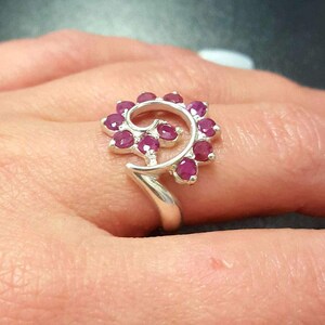 Real Ruby Ring, Ruby Ring, Natural Ruby Ring, July Birthstone, Silver Swirl Ring, Red Vintage Ring, Swirl Ring, Solid Silver Ring, Red Ring image 2