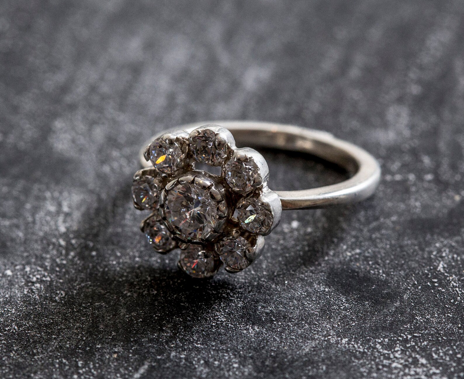 Vintage Engagement Ring Vintage Flower Vintage Diamond Ring Etsy