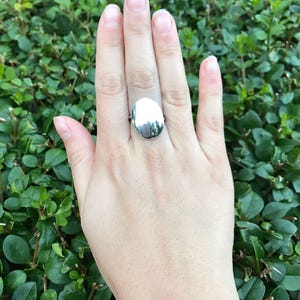 Oval Silver Ring, Solid Silver Ring, Statement Ring, Unique Silver Ring, Ellipse Ring, Interesting Ring, Sterling Silver Ring, Silver Ring image 7