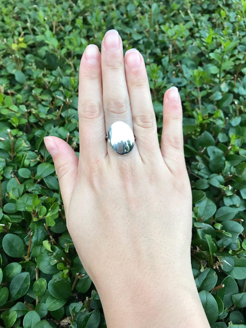 Oval Silver Ring, Solid Silver Ring, Statement Ring, Unique Silver Ring, Ellipse Ring, Interesting Ring, Sterling Silver Ring, Silver Ring image 7
