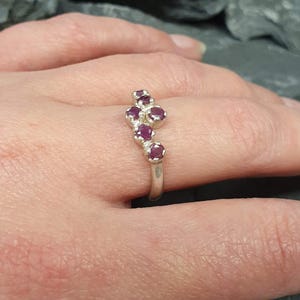 Natural Ruby Ring, Ruby Ring, Vintage Rings, July Birthstone, 6 Stone Ring, Solid Silver, July Ring, Red Ruby, Statement Ring, Real Ruby image 2