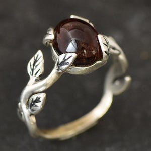 Garnet Ring, Natural Garnet, January Birthstone, Flower Ring, Vintage Ring, Red Ring, Dainty Ring, Silver Ring, 925 Solid Silver, Garnet image 1