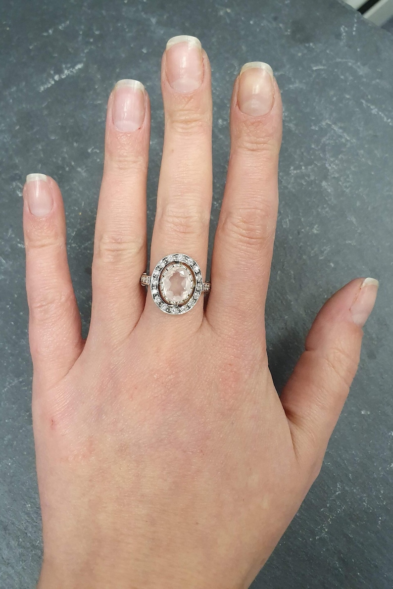 Rose Quartz Ring, Vintage Ring, Love Ring, Antique Ring, Pink Ring, Solid Silver Ring, Vintage Rings, Pure Silver, Diamond Shape, Pink Stone image 7