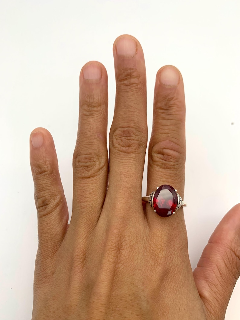 Red Ruby Ring, Created Ruby Ring, Red Tribal Ring, Large Ruby Ring, July Birthstone Ring, Ruby Statement Ring, Vintage Ring, Adina Stone image 7
