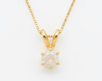 Gold Opal Pendant, Natural Opal, Ethiopian Opal, Gold Round Pendant, Gold Dainty Pendant, Gold Layering Pendant, October Birthstone, Opal