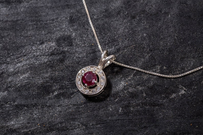Ruby Pendant, Natural Ruby Pendant, Real Ruby, July Birthstone, Silver Pendant, Vintage Pendant, Red Pendant, Small Pendant, Dainty Pendant image 7