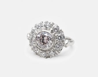 Diamond Flower Ring, Clear Sparkly Statement Ring, Bridal Cocktail Ring