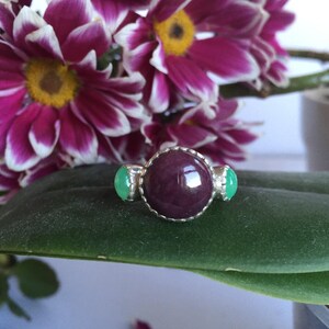 Ruby Ring, Natural Ruby Ring, Natural Chrysoprase, Red Bohemian Ring, July Ring, Red Statement Ring, July Birthstone, Solid Silver Ring image 7