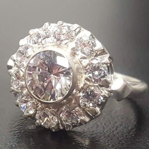 Viktorianischen Diamantring, erstellt Diamantring, glitzernden Ring, Vintage Ring, Sterling Silber Ring, Verlobungsring, Brautring