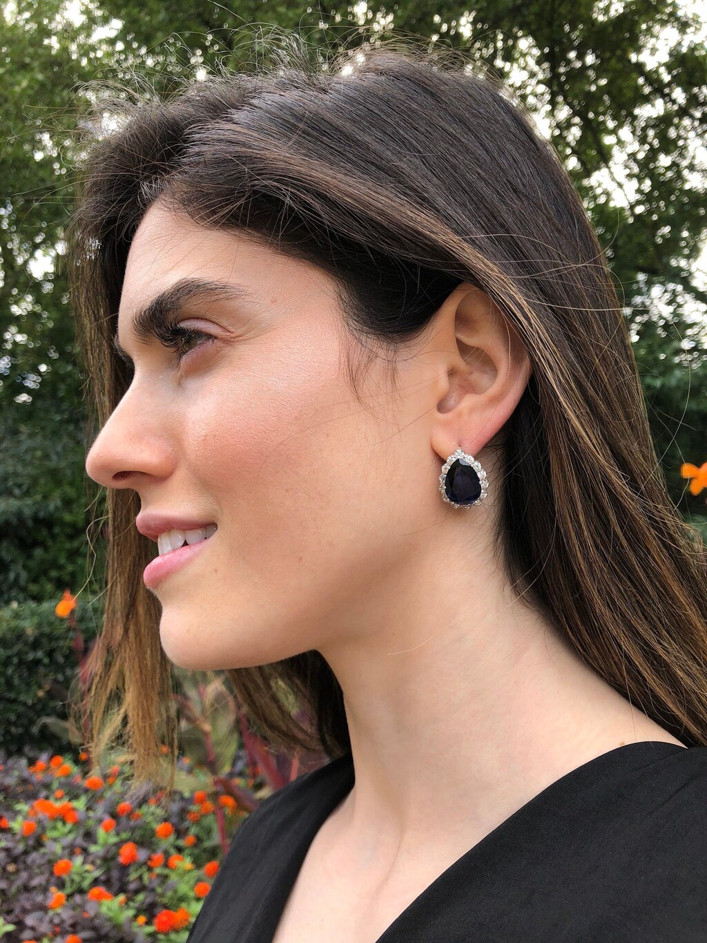 Orecchini Pendenti A Goccia In Cristallo Zaffiro Blu – Gioielli Vintage Argento Con Strass Per Donne – Regalo Ideale Per Sposa