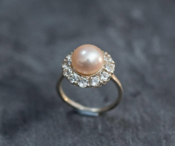 ヴィンテージパールリング、天然パール、6月の誕生石、ヴィンテージ 