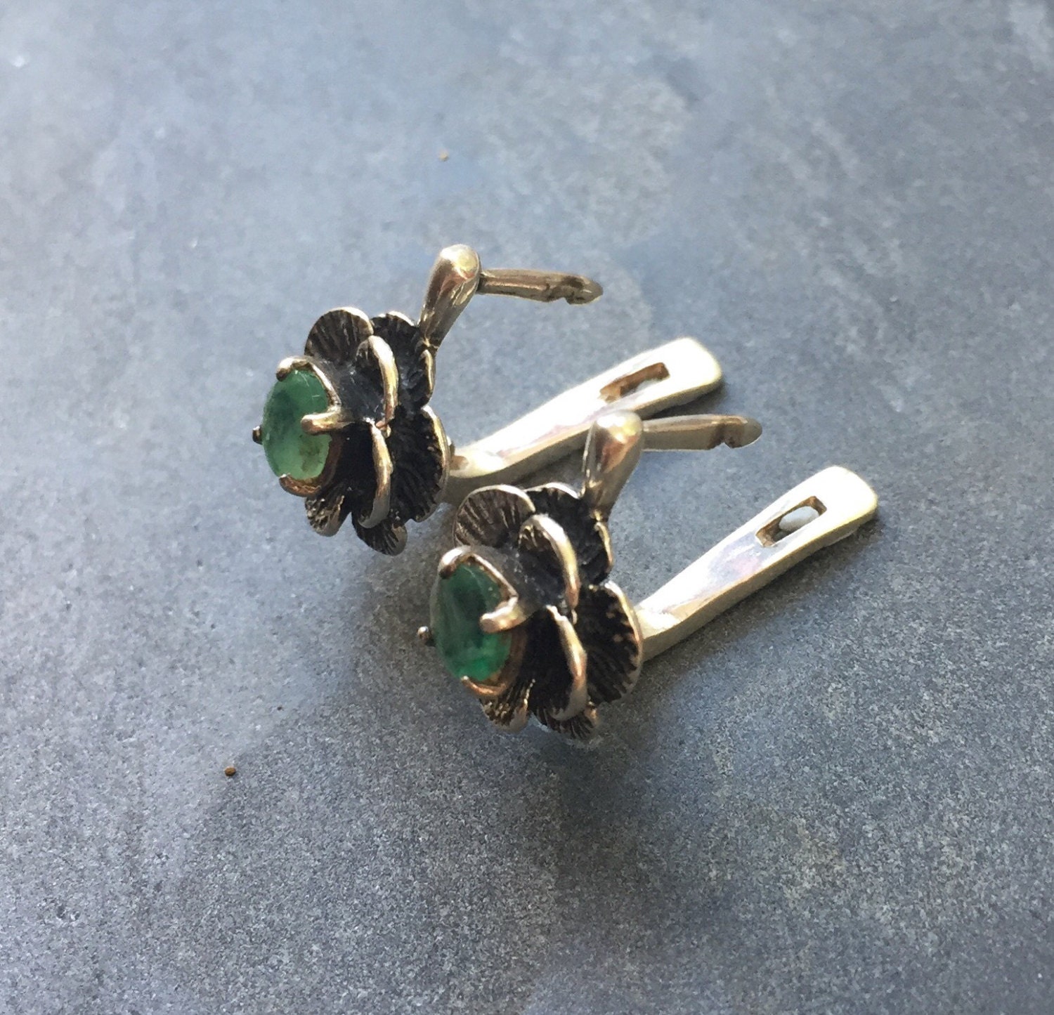 Emerald Floral Earrings