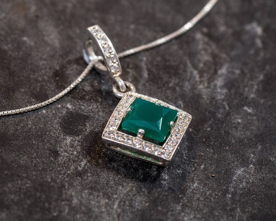 Meira T 14kt Square Emerald and Diamond Charm Necklace – Lindy's